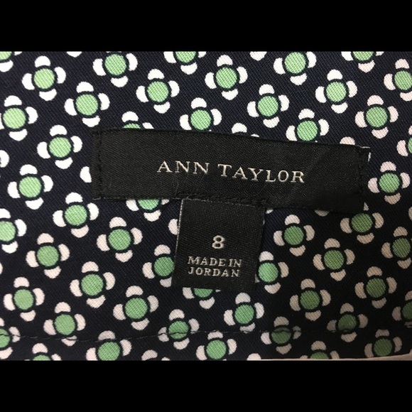 Ann Taylor Navy Green Geometric Print Skirt - Picture 5 of 7